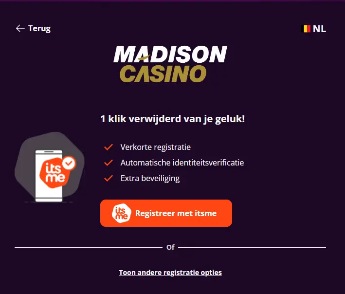 Snel formulier om een spelersaccount aan te maken